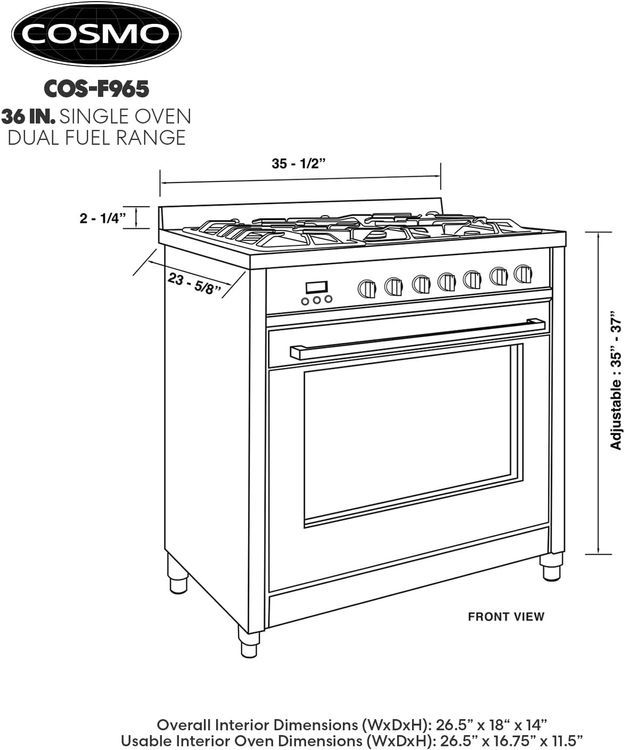 No. 9 - COSMO F965 Dual Fuel Range - 5