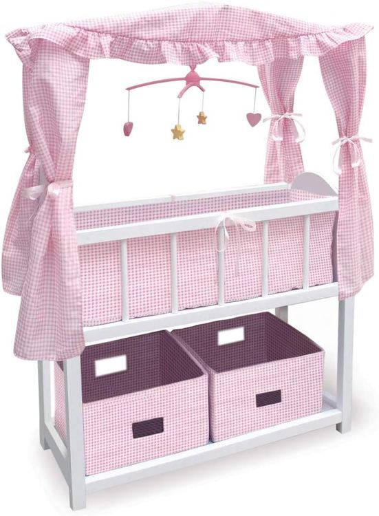 No. 7 - Badger Basket Canopy Doll Crib with Baskets, Bedding, and Mobile - 1