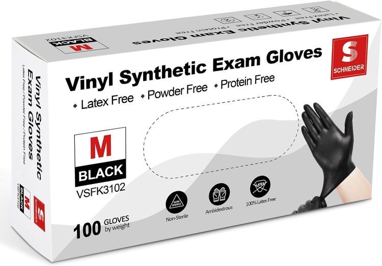 No. 2 - Schneider Black Vinyl Exam Gloves - 2