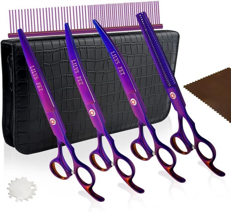 No. 4 - LILYS PET Professional PET DOG Grooming Coated Titanium Scissors Suit - 1