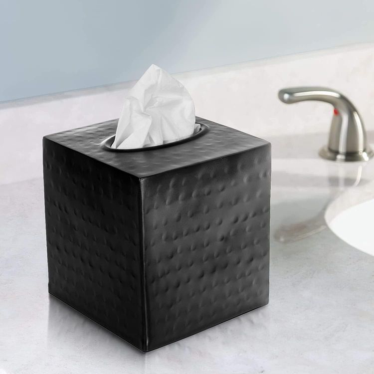 No. 7 - Monarch Abode 19127 Hand Hammered Tissue Box Square Cover Holder and Dispenser - 2