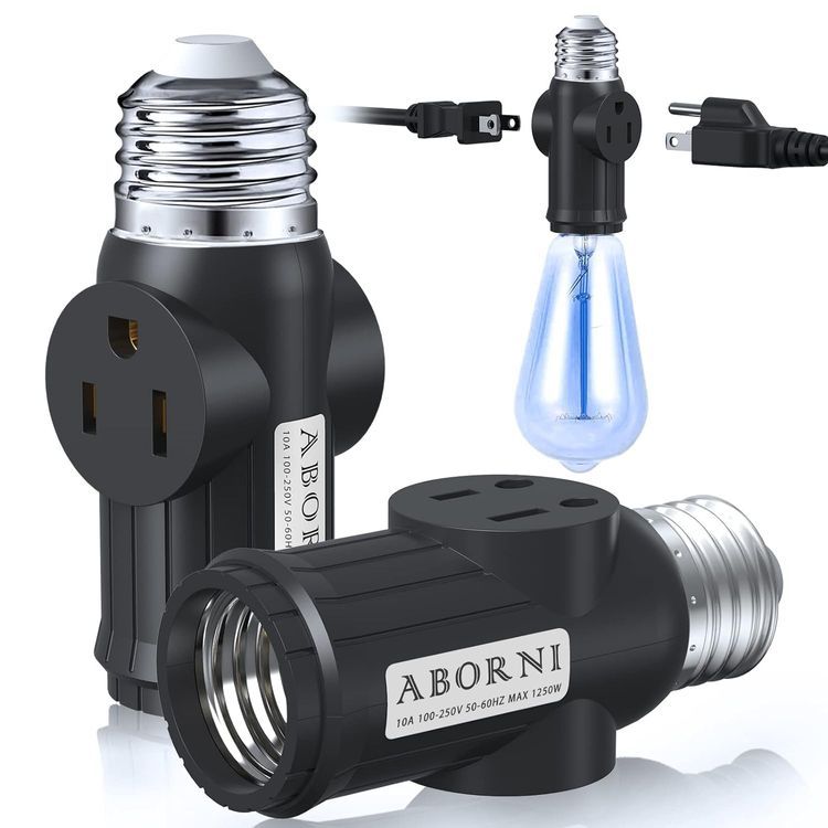 No. 1 - ABORNI 3 Prong Light Socket to Plug Adapter - 1