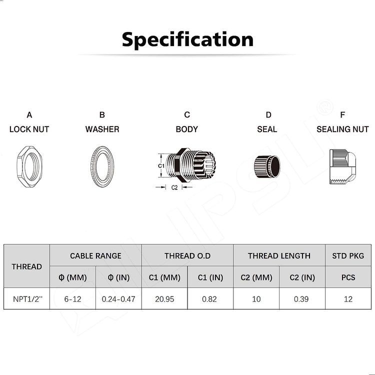 No. 6 - QILIPSU 1/2 NPT Nylon Cable Gland - 3