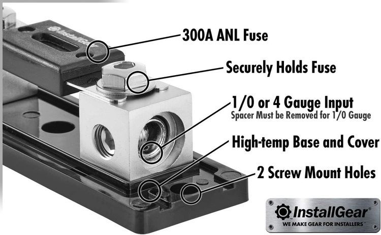 No. 4 - InstallGear 0/2/4 Gauge AWG in-Line ANL Fuse Holder with 300 Amp Fuse - 2