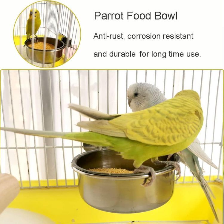 No. 5 - Tfwadmx Bird Feeding Dish Cups Parrot Food Bowl Clamp Holder Coop Cup - 2