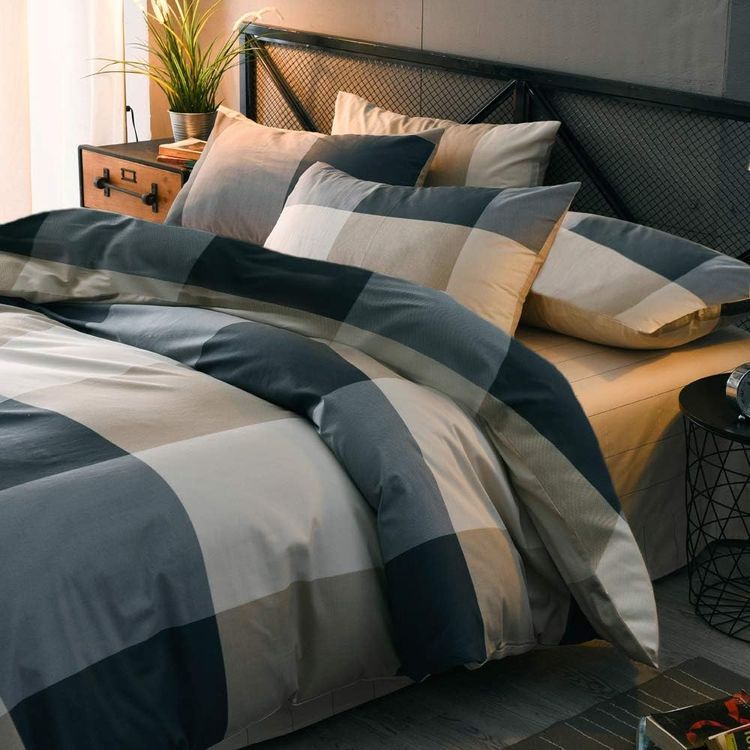 No. 7 - Cotton Grid Plaid Duvet Cover Set - 2