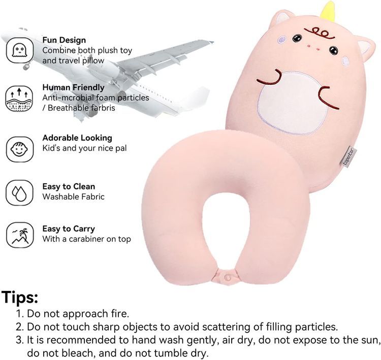 No. 6 - Round Pink Unicorn Travel Pillow - 3