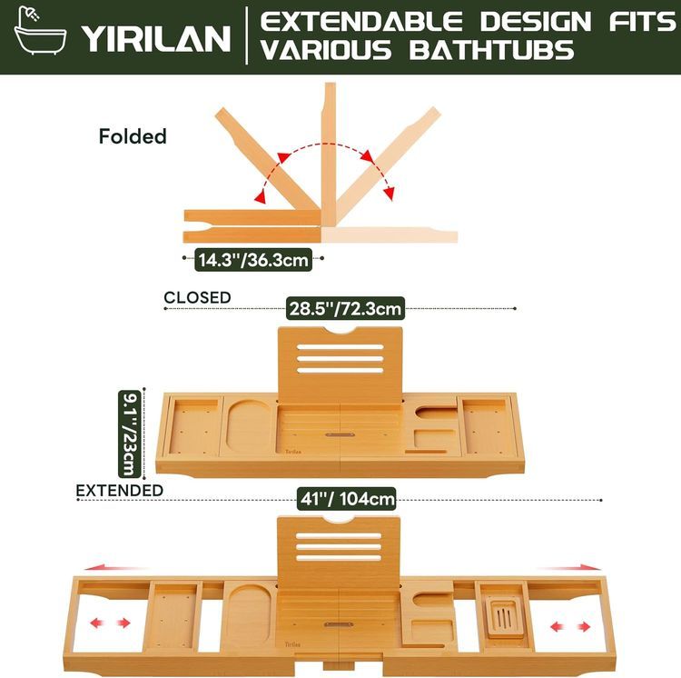 No. 1 - Yirilan Premium Bathtub Tray Caddy - 2