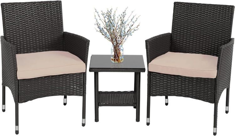 No. 2 - FDW Outdoor Wicker Bistro Rattan Chair Conversation Sets with Coffee Table - 1