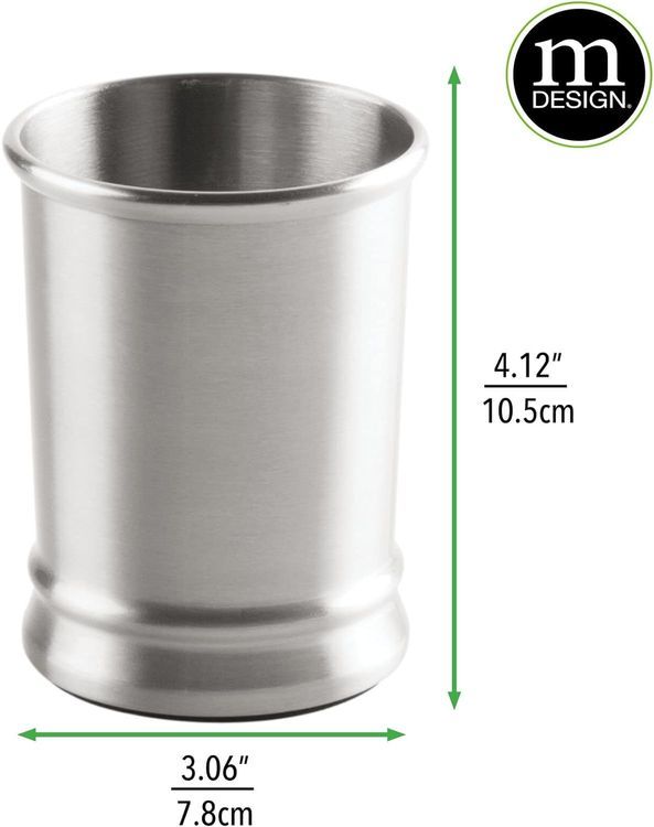 No. 6 - mDesign Modern Stainless Steel Bathroom Cup - 4