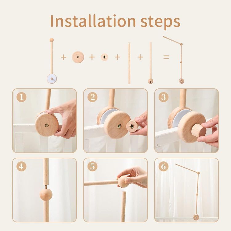 No. 5 - JETM·HH Baby Crib Mobile Arm Wooden Holder - 4