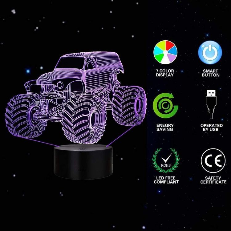 No. 2 - 3D Illusion Lamp Night Light Monster Truck - 5