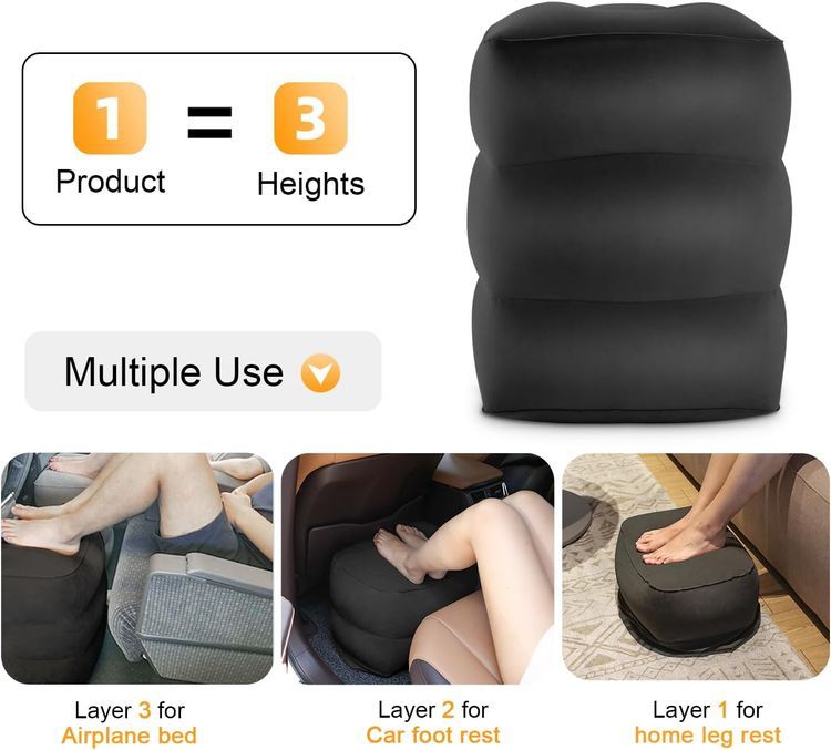 No. 4 - Maliton Inflatable Travel Foot Rest Pillow - 3