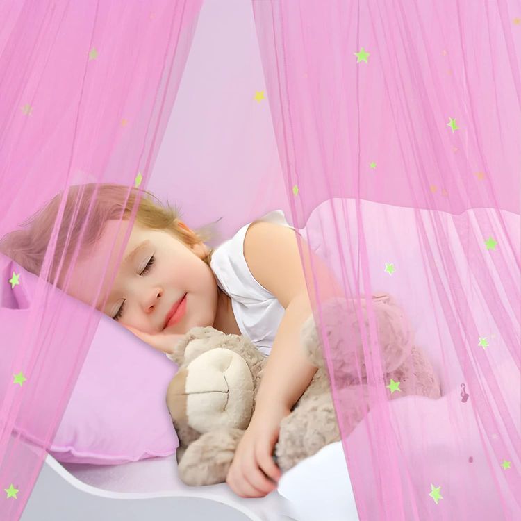 No. 3 - South to East Pink Bed Canopy for Girls with Glowing Stars - 4