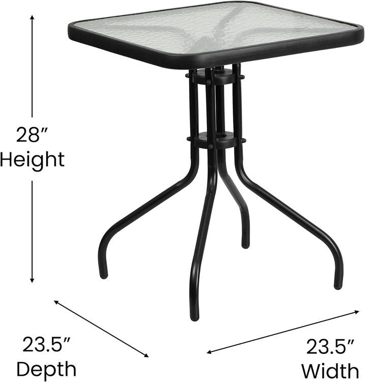 No. 10 - Flash Furniture Barker 23.5'' Square Tempered Glass Metal Table - 5