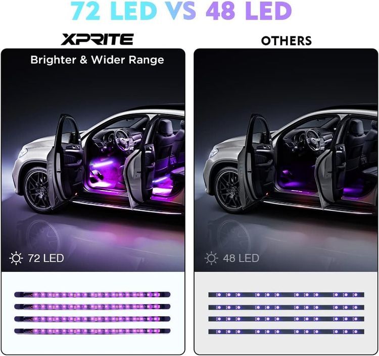 No. 10 - Xprite RGB LED Car Interior Bluetooth Light Strips - 2