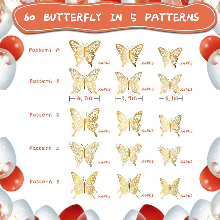 No. 9 - Metallic Gold Butterflies Wall Stickers - 2