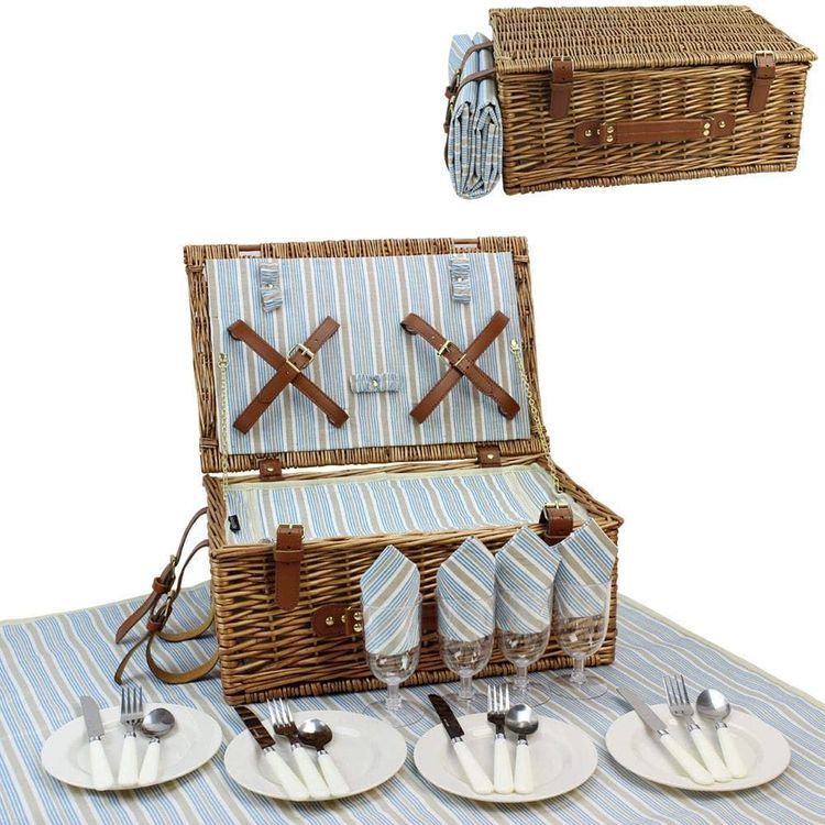 No. 6 - HappyPicnic Wicker Picnic Basket Set for 4 Persons - 4