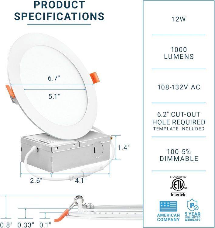 No. 10 - Parmida 6 Inch Ultra-Thin LED Recessed Ceiling Light - 2