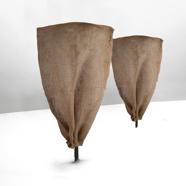 No. 6 - 3 Pack 24" x 40" Reusable Warm Burlap Winter Plant Cover Bags with Drawstring - 1