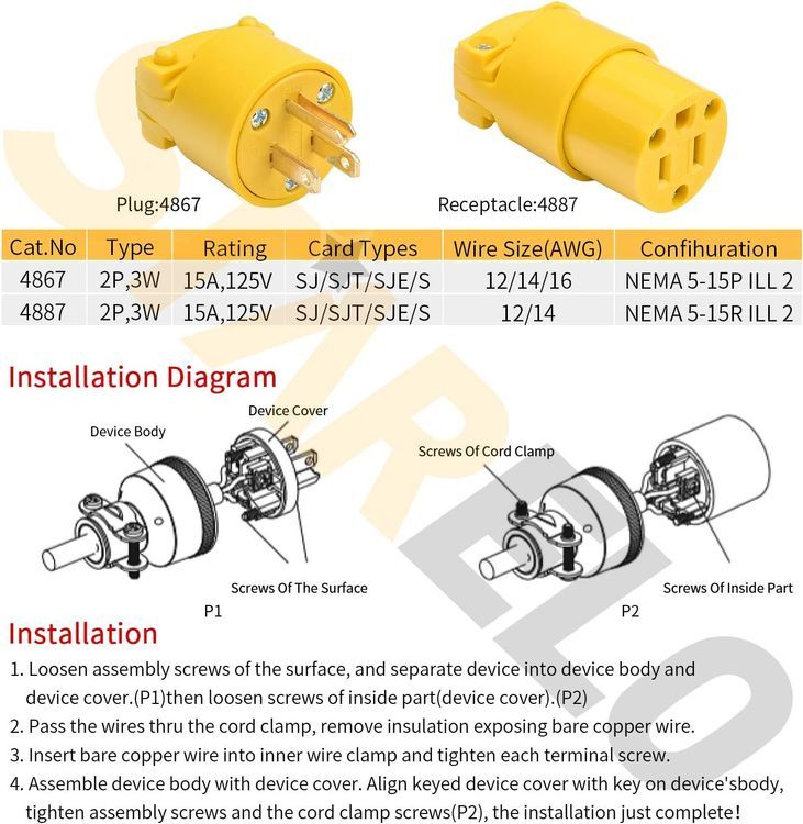 No. 6 - STARELO Electrical Replacement Plug & Connector Set - 2
