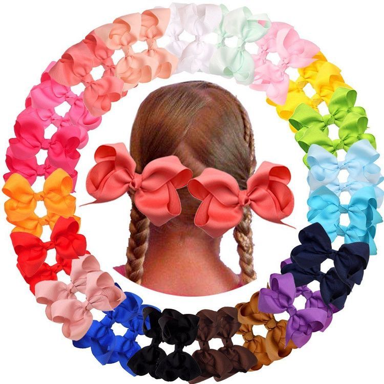 No. 8 - 40 Pieces Hair Bows for Girls Clips Grosgrain Ribbon Boutique - 4