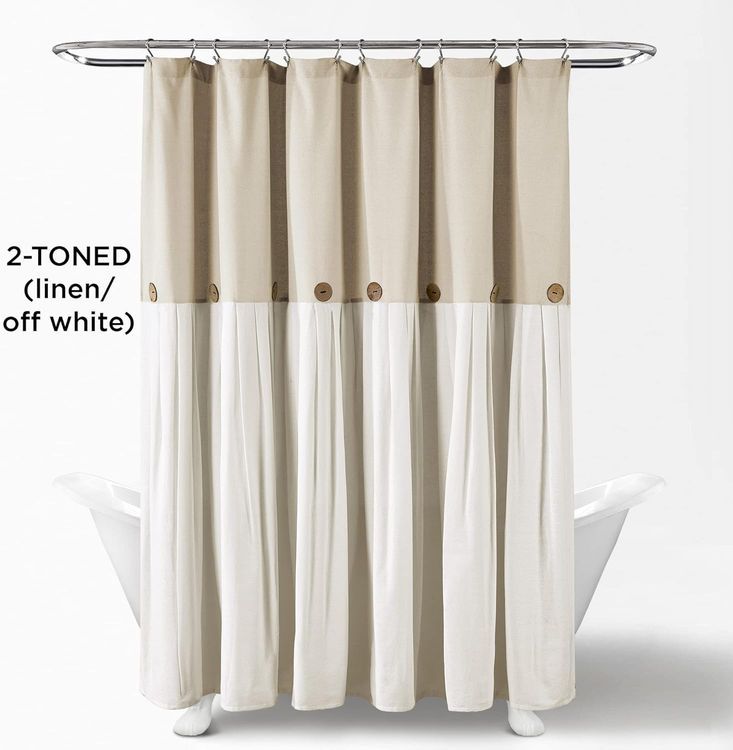 No. 9 - Linen Button Farmhouse Shower Curtain - 2