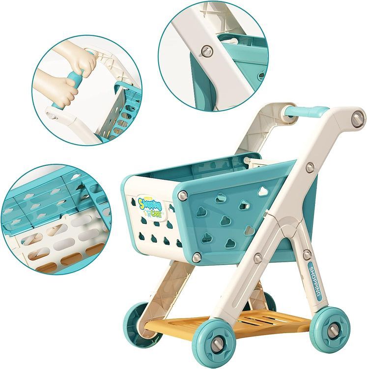 No. 10 - Jovow 98pcs Kids Shopping Cart Trolley Play Set - 3