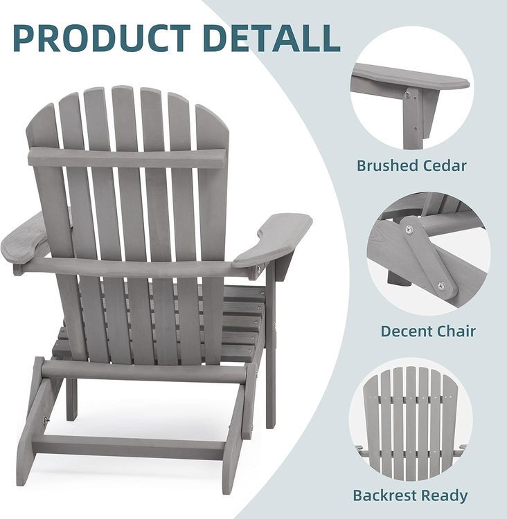 No. 9 - Wooden Folding Adirondack Chair - 3