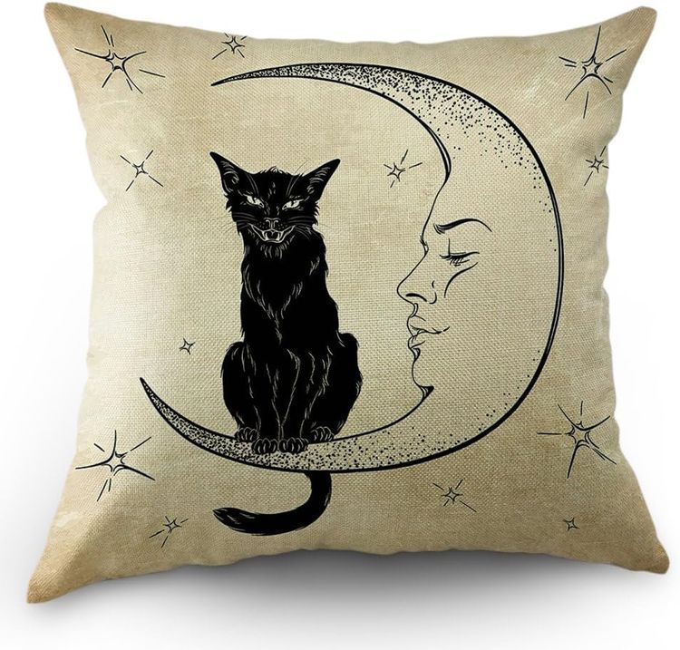 No. 5 - Moslion Cats Moon Throw Pillow Cover - 1