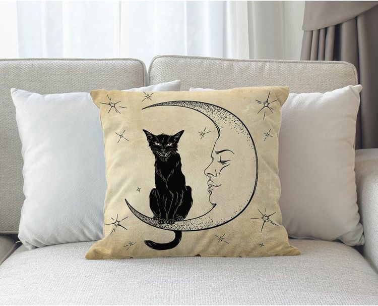 No. 5 - Moslion Cats Moon Throw Pillow Cover - 2