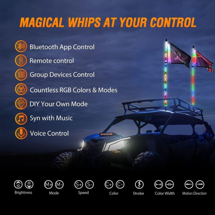 No. 10 - Nilight 2PCS 3FT RGB LED Whip Light - 2