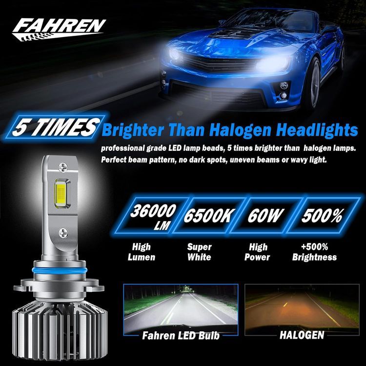 No. 2 - Fahren H11/H9/H8 Low Beam 9005/HB3 High Beam LED Headlight Bulbs Combo - 2