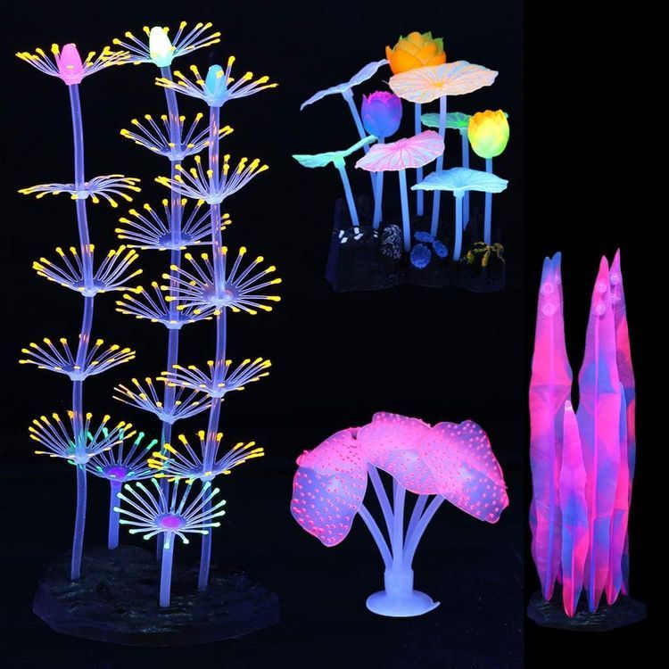 No. 7 - Lpraer 4 Pack Glow Aquarium Decorations - 1