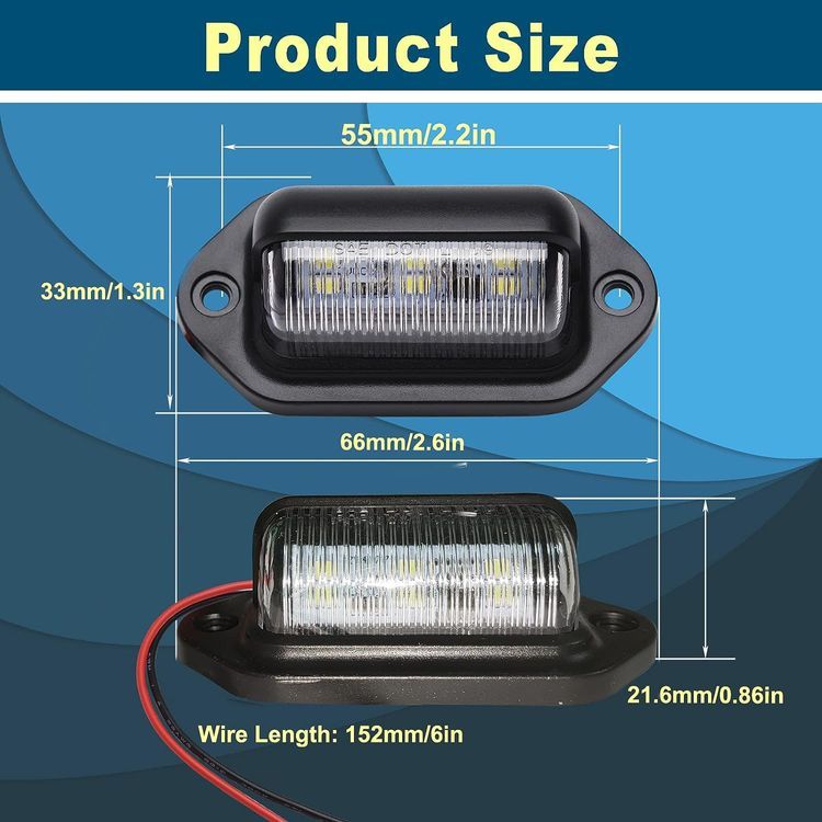 No. 9 - XINYANG 2PCS Xenon White LED License Plate Light - 2