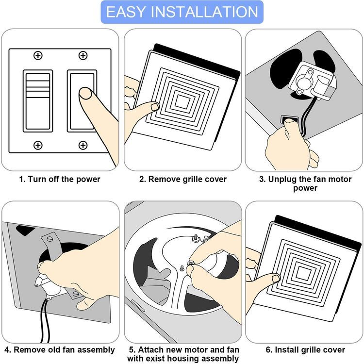 No. 1 - Fiada Universal Bathroom Fan Motor Replacement Kit - 5