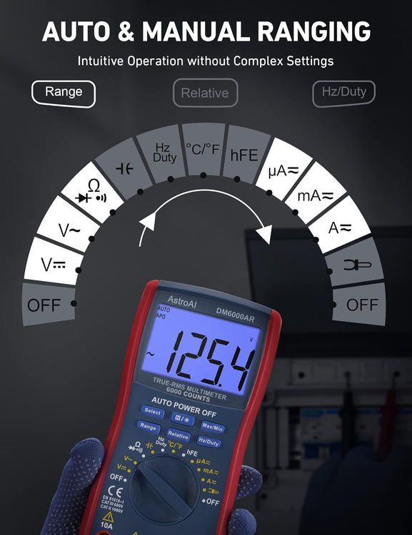 No. 9 - AstroAI Digital Multimeter and Analyzer TRMS 6000 Counts Volt Meter Ohmmeter Auto-Ranging Tester - 4