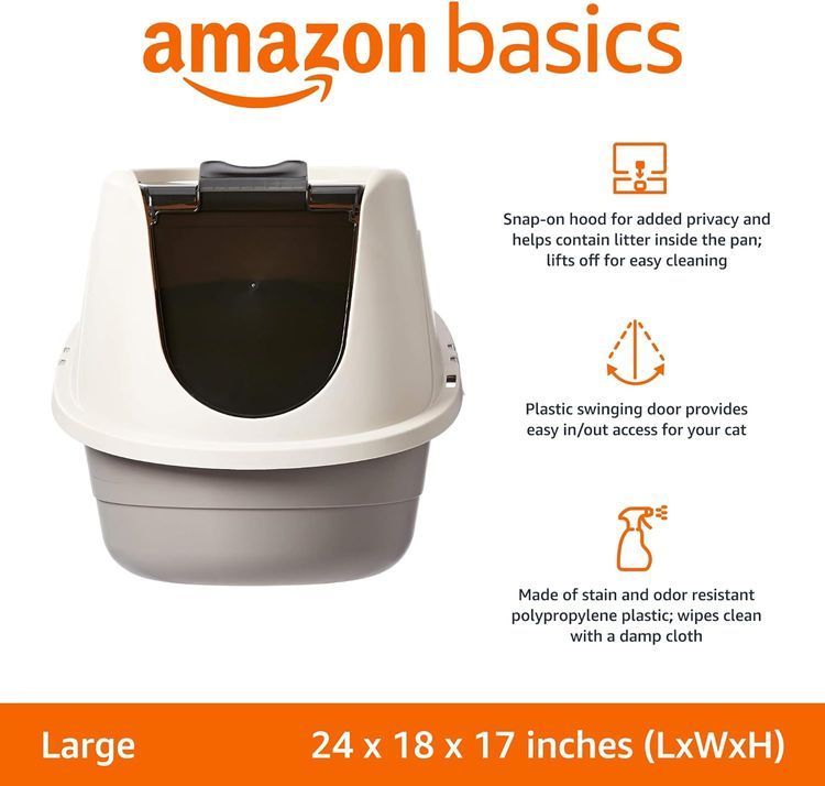 No. 9 - Amazon Basics No-Mess Hooded Cat Litter Box - 2