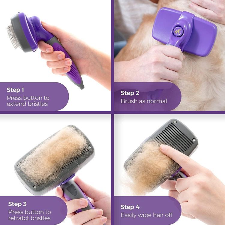 No. 4 - Hertzko Self Cleaning Slicker Brush - 2