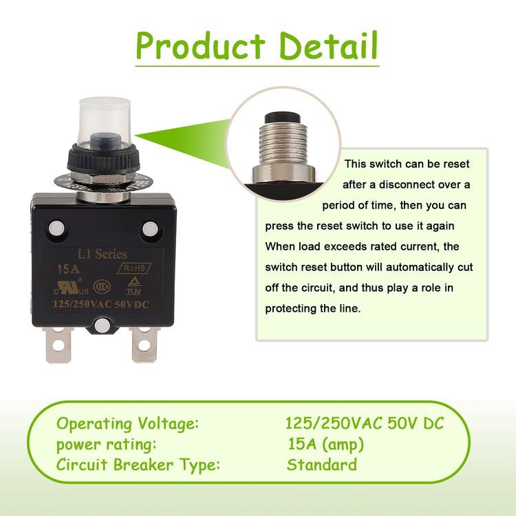 No. 7 - EPLZON 15A Manual Reset Push Button Circuit Breaker - 4