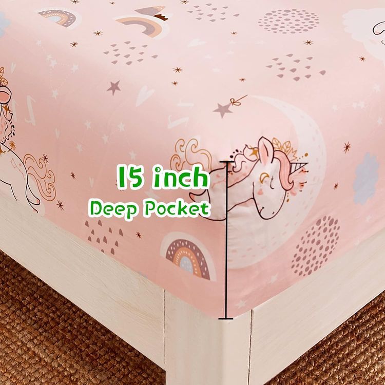 No. 4 - JSD Pink Moon Unicorn Kids Sheet Set - 4