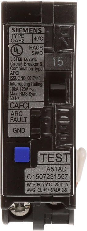 No. 4 - SIEMENS QA115AFC 15-Amp Single Pole 120-volt Plug-On Combination AFCI Breaker - 2