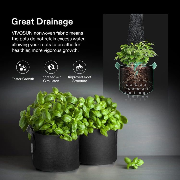 No. 1 - VIVOSUN 5-Pack 5 Gallon Grow Bags - 5