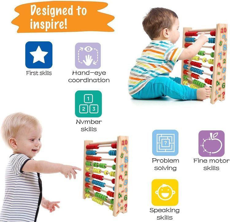 No. 10 - Sealive Classic Wooden Abacus for Kids Math - 2