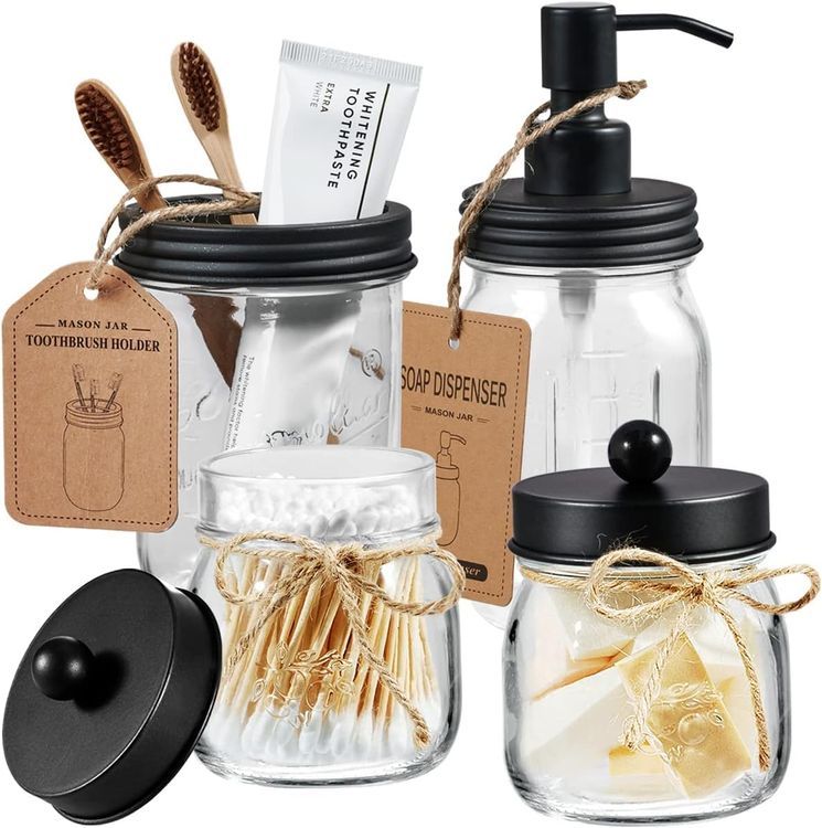 No. 3 - Mason Jar Bathroom Accessories Set - 1