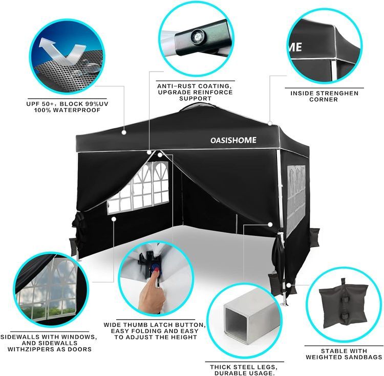 No. 2 - OASISHOME Pop-up Gazebo Instant Portable Canopy Tent - 2