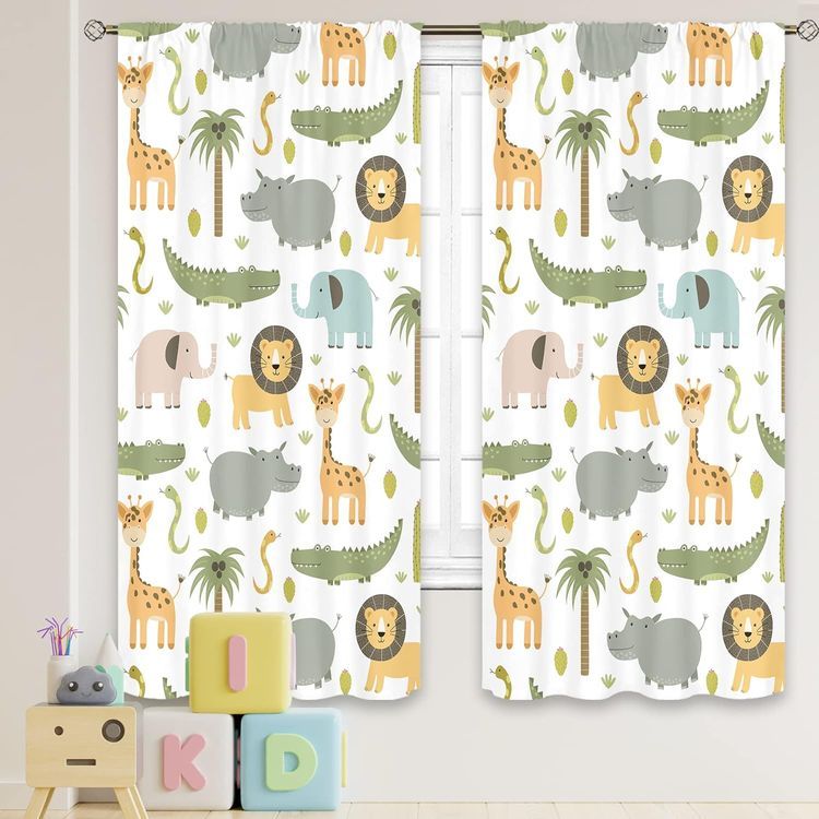 No. 6 - MESHELLY Nursery Safari Animals Curtains - 1