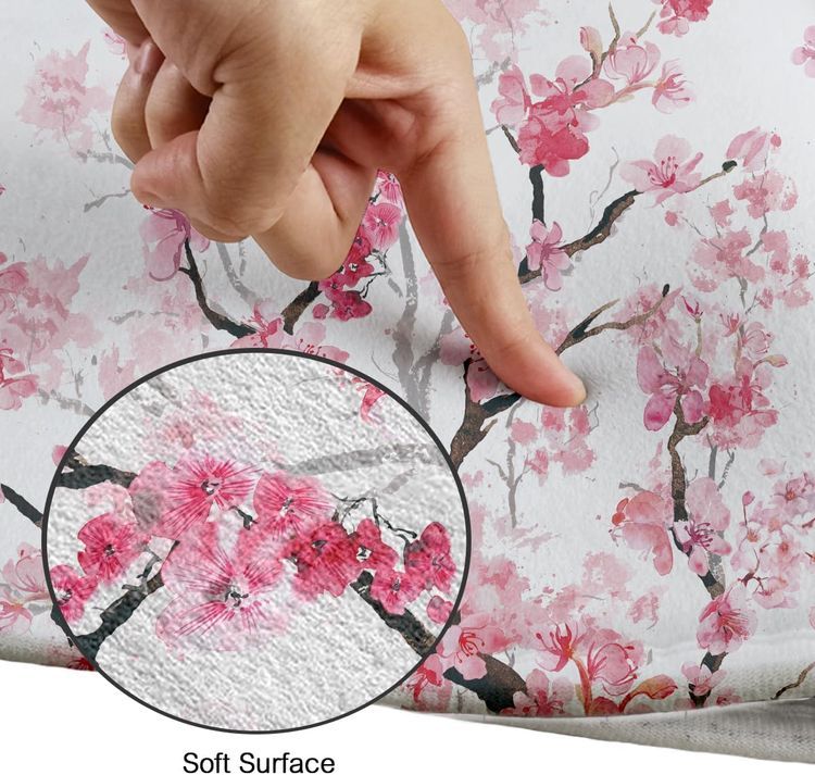 No. 4 - Kikiry Pink Cherry Blossom Shower Curtain Set - 4