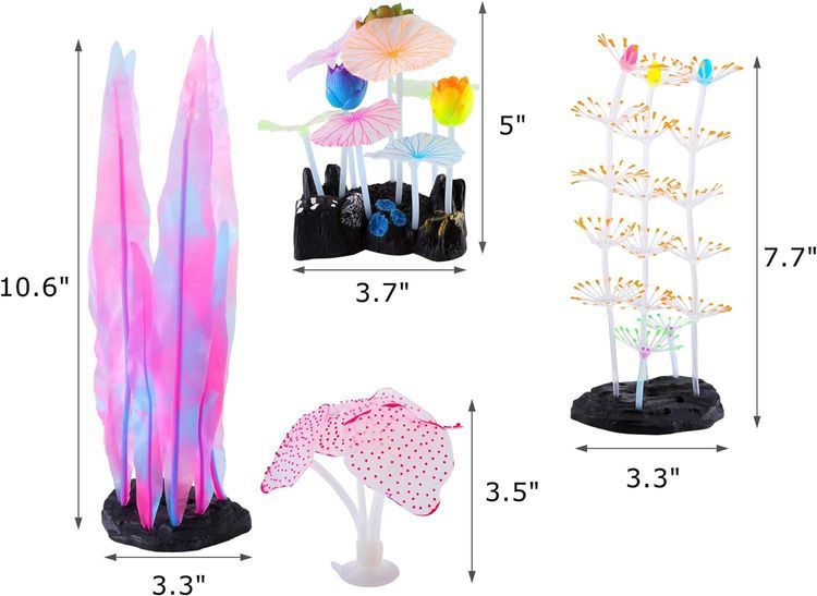 No. 7 - Lpraer 4 Pack Glow Aquarium Decorations - 4