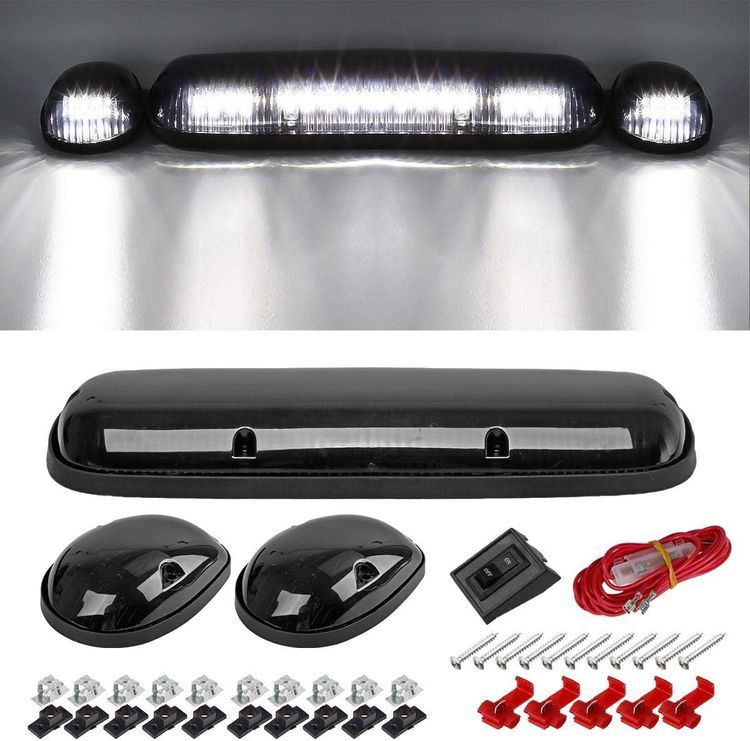 No. 8 - Partsam 3pcs Smoke Cover Lens White 30 LED Cab Marker Roof Running Top Lights Assembly - 1